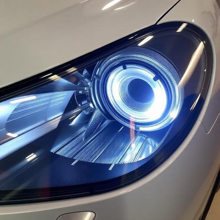 Crystal clear car headlight after restoration